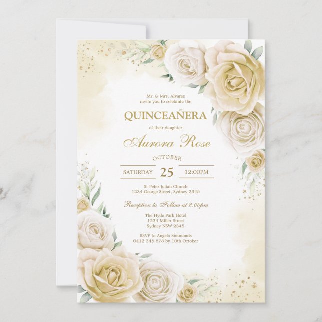 Convites Modern Rustic Quinceanera Invitation (Frente)