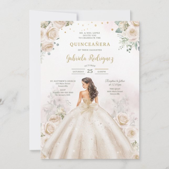 Convites Modern Rustic Quinceanera Invitation (Frente)