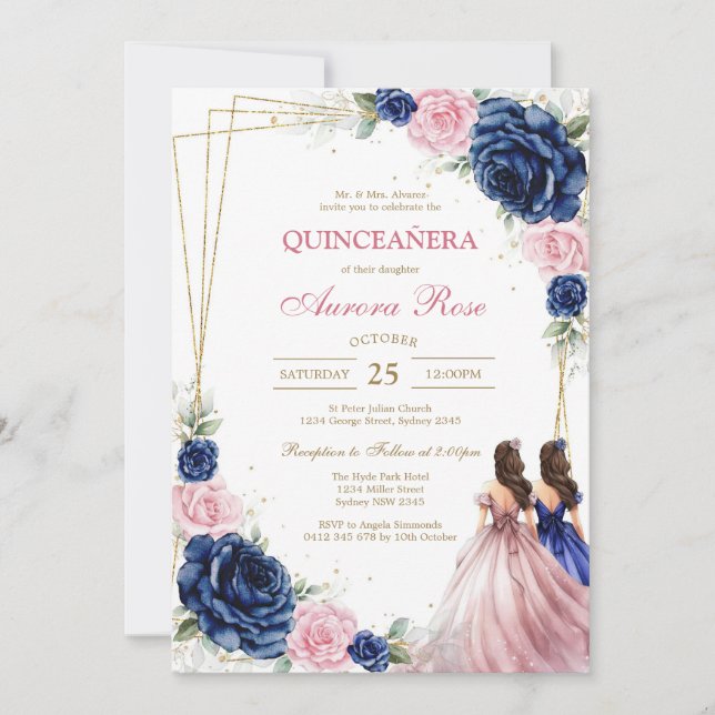 Convites Modern Rustic Quinceanera Invitation (Frente)