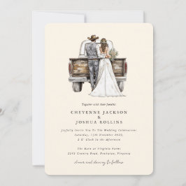 Convites Modern Rustic Western Photo Wedding Invitation 