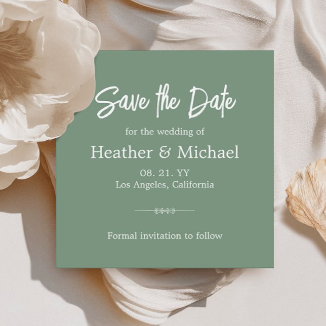 Convites Modern Sage Green Salva A Data QR Wedding (Simplify your RSVP with our QR code save-the-date, adding an unforgettable touch to your special day)