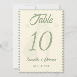 Convites Modern Sage Green Wavy Stripe Wedding Table Number