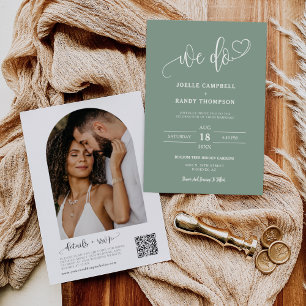 Convites Modern Sage Green We Do Boho Weding QR Code Foto