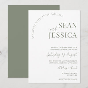 Convites Modern Sage & White Wedding