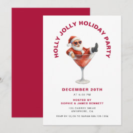 Convites Modern Santa Holly Jolly Christmas Party