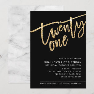 Convites MODERN SCRIPT 21 rua dourado preto