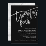 Convites MODERN SCRIPT 24.º aniversário brilho prateado pre<br><div class="desc">por kat massard >> https://linktr.ee/simplysweetpaperie <<<< Uma tendência, design de convite com letra de mão para o seu 24º ANIVERSÁRIO - Tenho a maioria das idades disponíveis na DICA da loja: 1. Para alterar/mover gráficos e fontes e adicionar mais texto - pressione o botão "personalizar". - - - - -...</div>