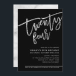 Convites MODERN SCRIPT 24.º aniversário brilho prateado pre<br><div class="desc">por kat massard >> https://linktr.ee/simplysweetpaperie <<<< Uma tendência, design de convite com letra de mão para o seu 24º ANIVERSÁRIO - Tenho a maioria das idades disponíveis na DICA da loja: 1. Para alterar/mover gráficos e fontes e adicionar mais texto - pressione o botão "personalizar". - - - - -...</div>