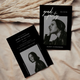 Convites Modern Script Black 2-Photo Graduation Party