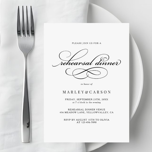 Convites Modern Script Calligraphy Rehearsal Dinner (Criador carregado)