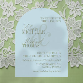 Convites Modern Script Citrus Blue Formal Arch Wedding