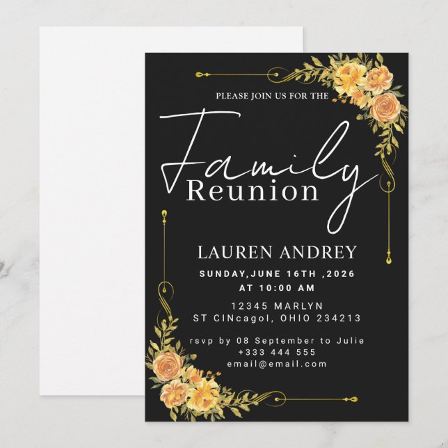 Convites Modern Script Family Gathering Party (Frente/Verso)