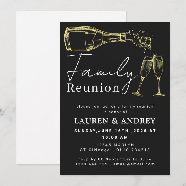 Convites Modern Script Family Gathering Party (Frente/Verso)