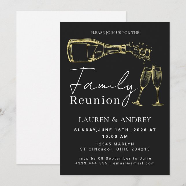 Convites Modern Script Family Gathering Party (Frente/Verso)