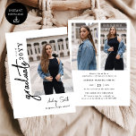 Convites Modern Script Graduate 3 Photo Graduation<br><div class="desc">Celebrate your graduate’s milestone with this Modern Script 3 Photo Graduation Announcement, designed to beautifully showcase seven favorite photos in a clean, modern layout. Featuring elegant flowing script paired with minimalist typography, this personalized announcement highlights special memories while sharing the exciting news with family and friends. Perfect for high school...</div>