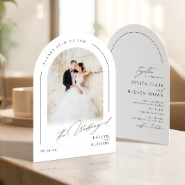 Convites Modern Script Minimalist Photo Arch Wedding