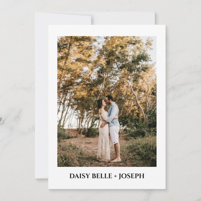 Convites Modern Script Photo Wedding Save The Date (Frente)