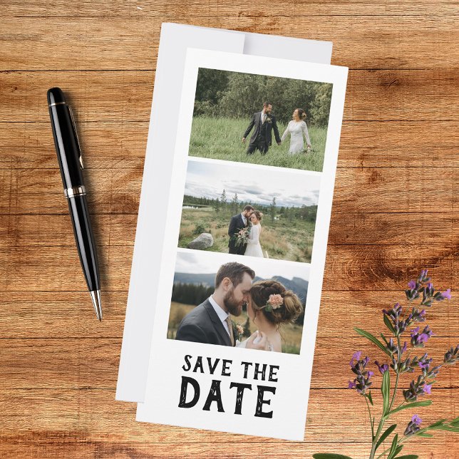 Convites Modern Script Photo Wedding Save The Date (Criador carregado)