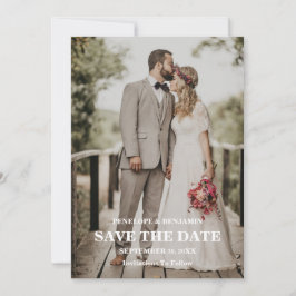 Convites Modern Script Photo Wedding Save The Date