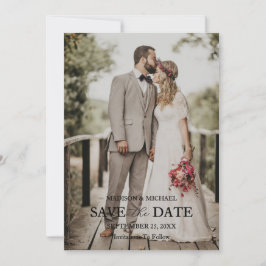 Convites Modern Script Photo Wedding Save The Date