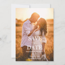 Convites Modern Script Photo Wedding Save The Date