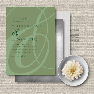 Convites Modern Script Sage Green Ampersand Wedding