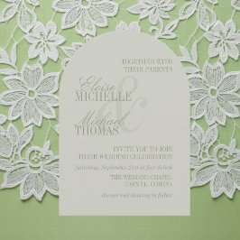 Convites Modern Script Sage Green Formal Arch Wedding 