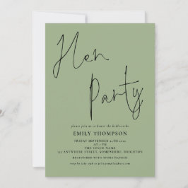 Convites Modern Script Sage Green Hen Party