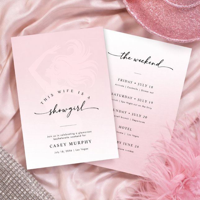 Convites Modern Script Showgirl Blush Bachelorette Weekend  (Criador carregado)