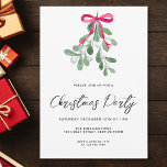 Convites Modern Script Winter Mistletodo Festa de Natal<br><div class="desc">Convide familiares e amigos para a sua festa de Natal com este convite festivo moderno e simples. É decorada com loira verde-aquarela,  bagas brancas e tipografia de na moda. Facilmente personalizável. Original Watercolor © Michele Davies.</div>