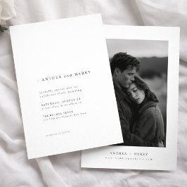 Convites Modern Serif Typography Black and White Wedding