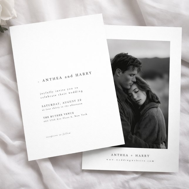 Convites Modern Serif Typography Black and White Wedding (Criador carregado)
