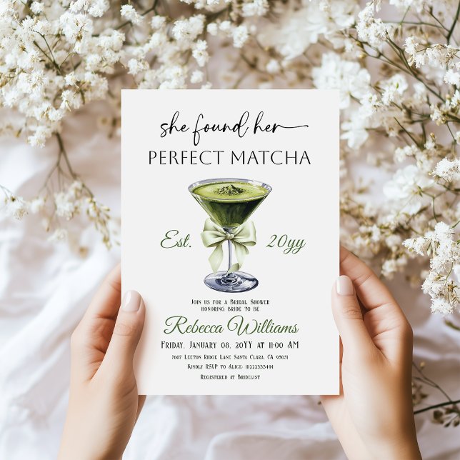 Convites Modern She Found Her Perfect Matcha Bridal Shower (Criador carregado)