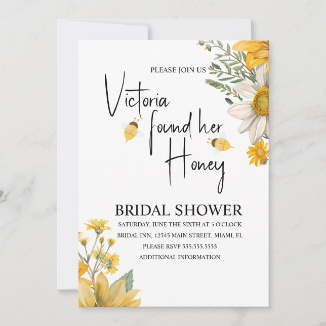 Convites Modern She’s Found Her Honey Bee Bridal Shower (Frente)