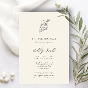 Convites Modern Shell Beach Ocean Wedd Brunch