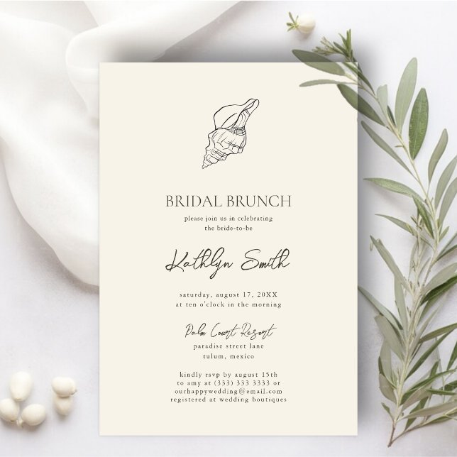 Convites Modern Shell Beach Ocean Wedd Brunch (Criador carregado)