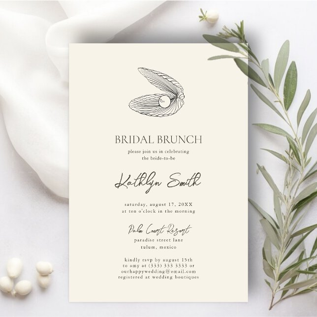 Convites Modern Shell Beach Ocean Wedd Brunch (Criador carregado)