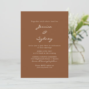 Convites Modern Sienna Brown Script Casamento Tudo Em Um RS
