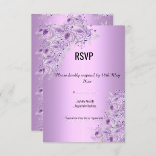 Convites Modern Silver Lilac Purple floral ELEGANT RSVP