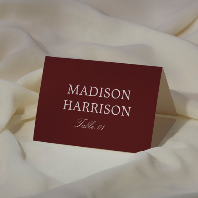 Convites Modern Simple Burgundy Wedding Place Card DIY (Criador carregado)