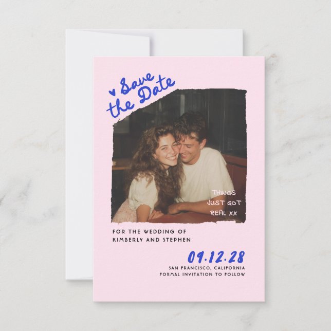 Convites Modern Simple Fun Handwritten Save The Date Photo (Frente)