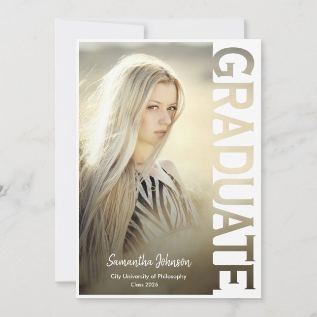 Convites Modern Simple Photo Graduation Announcement (Frente)