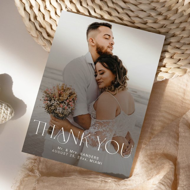 Convites Modern simple photo wedding DIGITAL thank you card (Criador carregado)