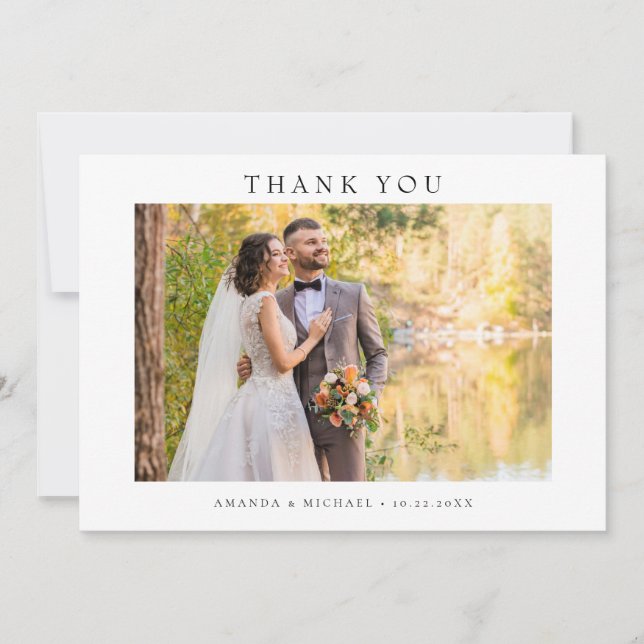 Convites Modern Simple Photo Wedding W Note Landscape (Frente)