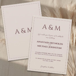 Convites Modern simple tan minimalist wedding