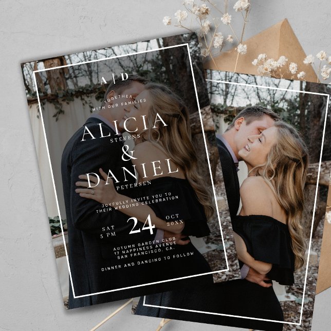 Convites Modern simple typography 2 photo wedding (Criador carregado)