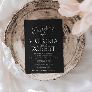 Convites Modern Simple Wedding Engagement Black