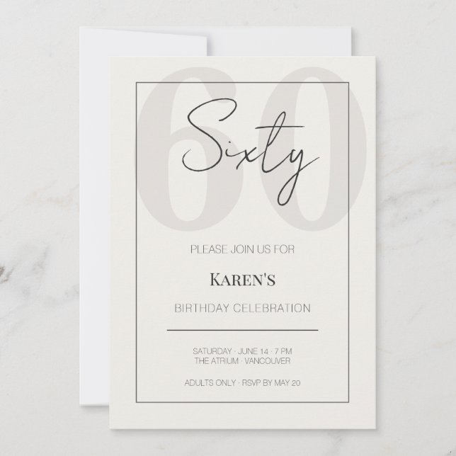 Convites Modern Sixty 60th Birthday Celebration  (Frente)