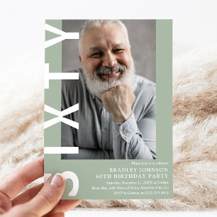 Convites Modern SIXTY Photo 60th Birthday Party Invitation