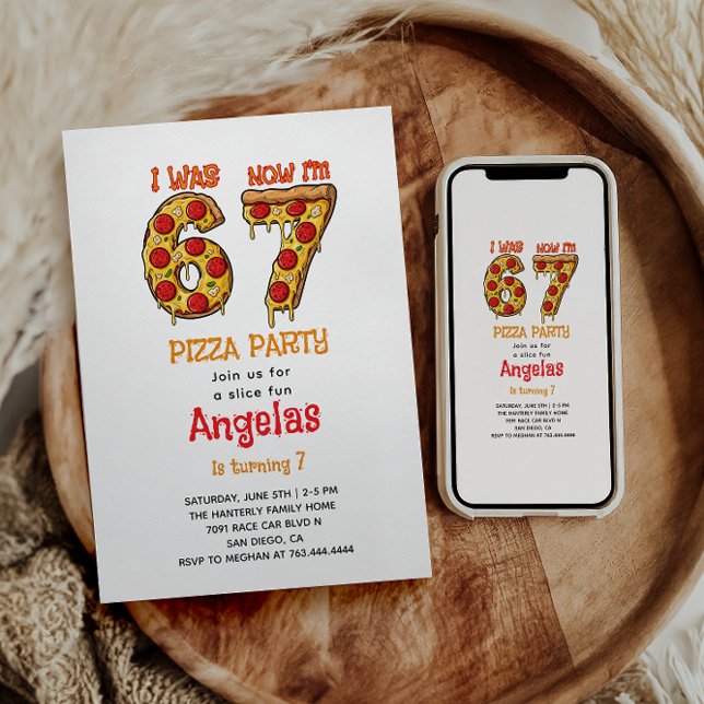 Convites Modern Slice Slice Boy Six Seven Birthday Party (Modern Slice Slice Boy Six Seven Birthday Party Invitation
)